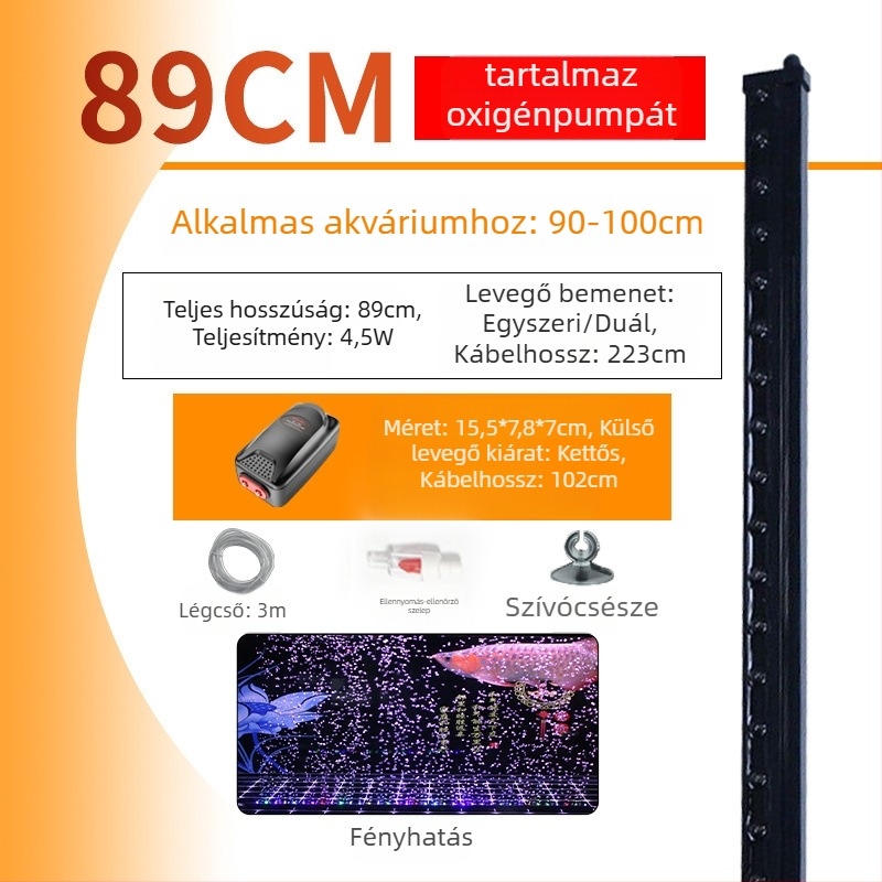 Akvaris LED alatti világítás oxigénnel, vízálló buborékszalag