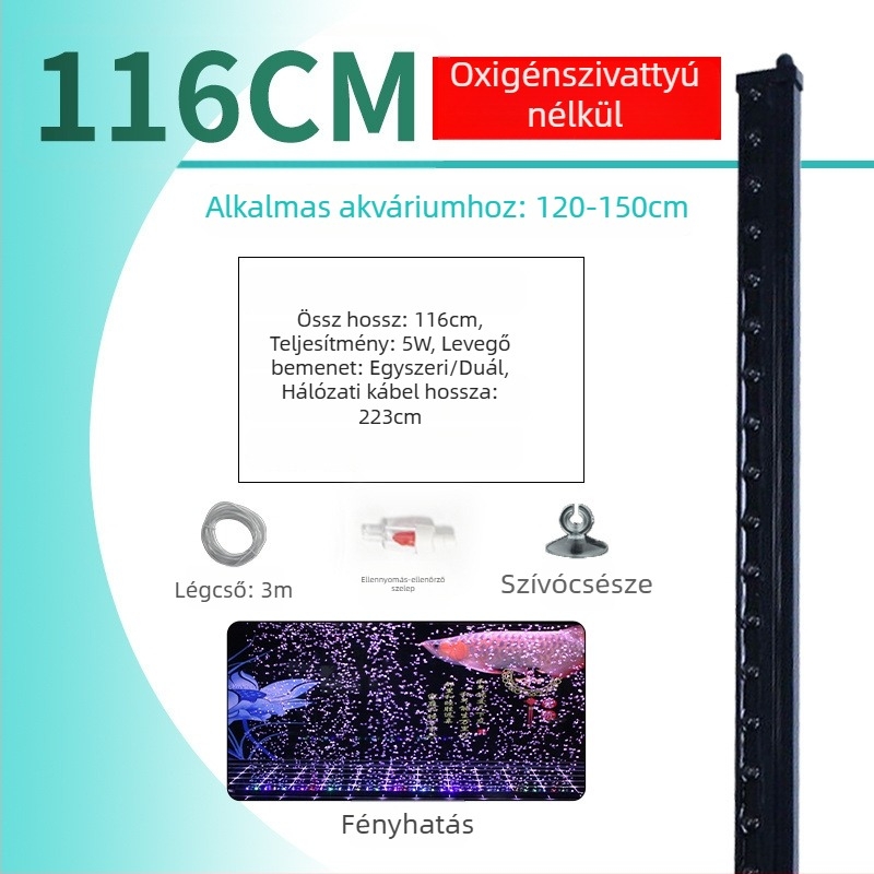 Akvaris LED alatti világítás oxigénnel, vízálló buborékszalag