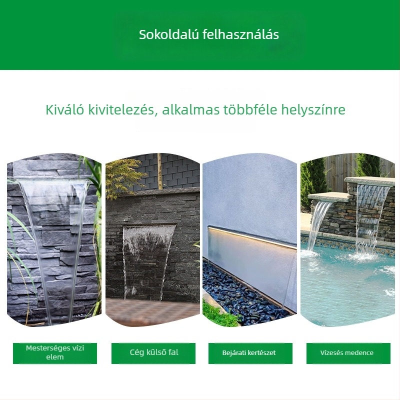 Rozsdamentes acélból készült vízesés-kimenet kültéri vízjellemzőhöz arcfal spricceléssel — Márka Half Moon Bay