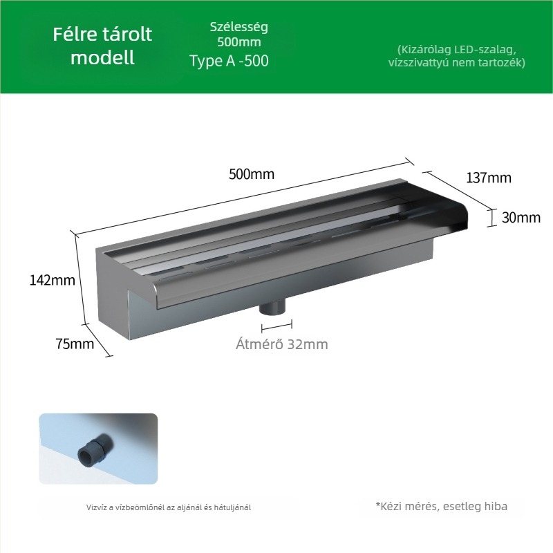 Rozsdamentes acélból készült vízesés-kimenet kültéri vízjellemzőhöz arcfal spricceléssel — Márka Half Moon Bay