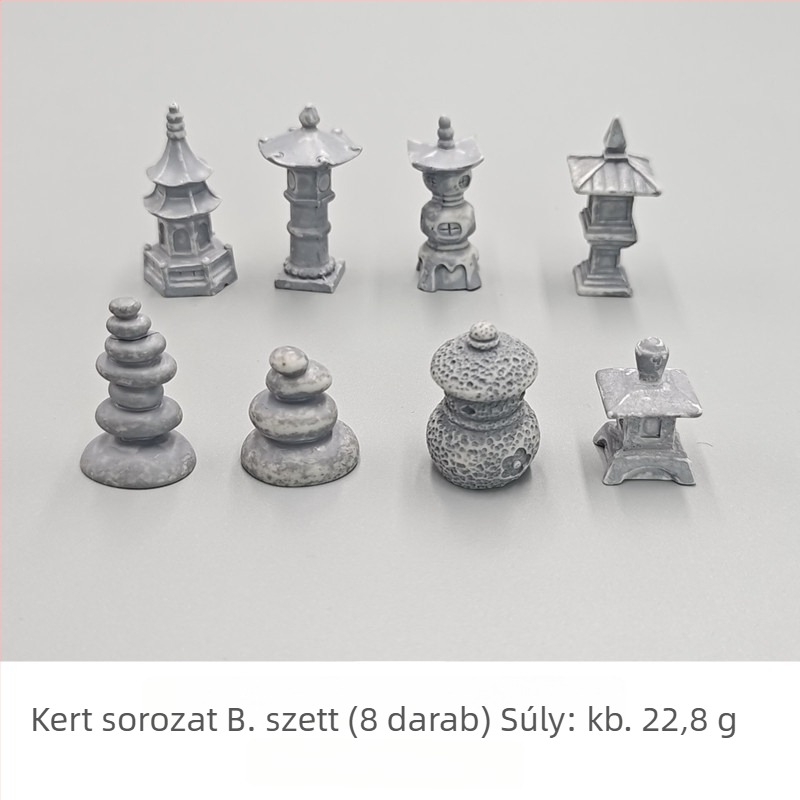 Miniatűr gyanta tájkép – ősi kert látvány pavillon, lótusz levelek és tavacskával, íves híd (Anyag: gyanta; Anyag típus: műanyag, gyanta; Kategória: gyanta kézművesek; Stílus: karikatúra)