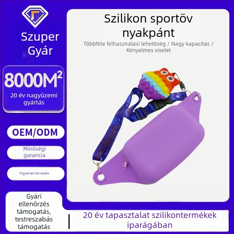 Szilikon derék táska utazáshoz és szabadtéri sportokhoz, cipzáras nyitás, zseb a telefon számára, 2024 tavasza