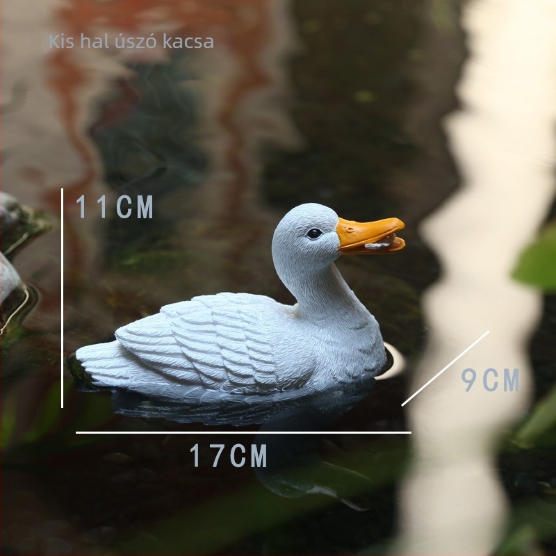 Gyanta kerti állat dísz: úszó kacsa és béka tavakhoz – modern letisztult stílus