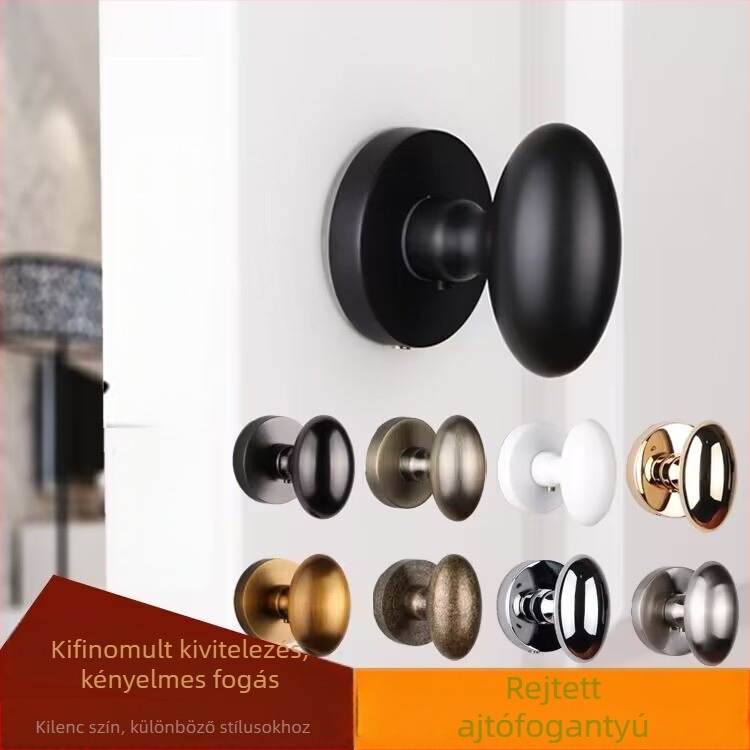 Egyszeroldali gömbfogantyú rejtett ajtókhoz, kör alakú, könnyű luxus stílus; anyag: cinkötvözet; felületkezelés: galvanizálás; használat: csak fogantyú; modell: egyszers oldalú gömbfogantyú