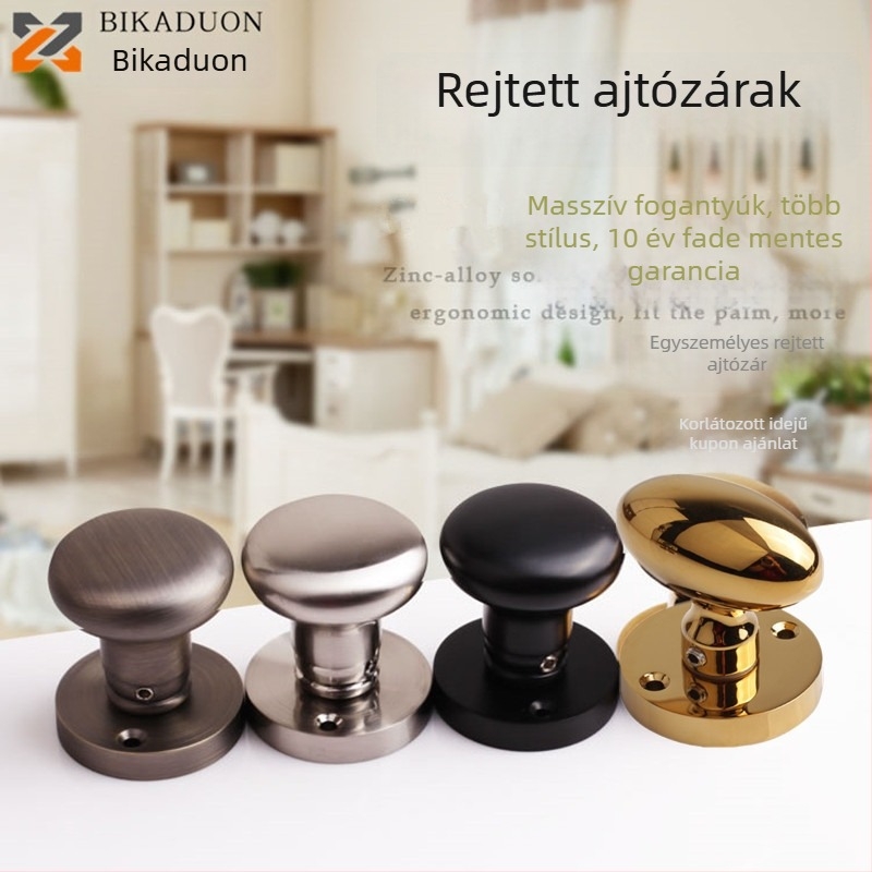 Egyszeroldali gömbfogantyú rejtett ajtókhoz, kör alakú, könnyű luxus stílus; anyag: cinkötvözet; felületkezelés: galvanizálás; használat: csak fogantyú; modell: egyszers oldalú gömbfogantyú