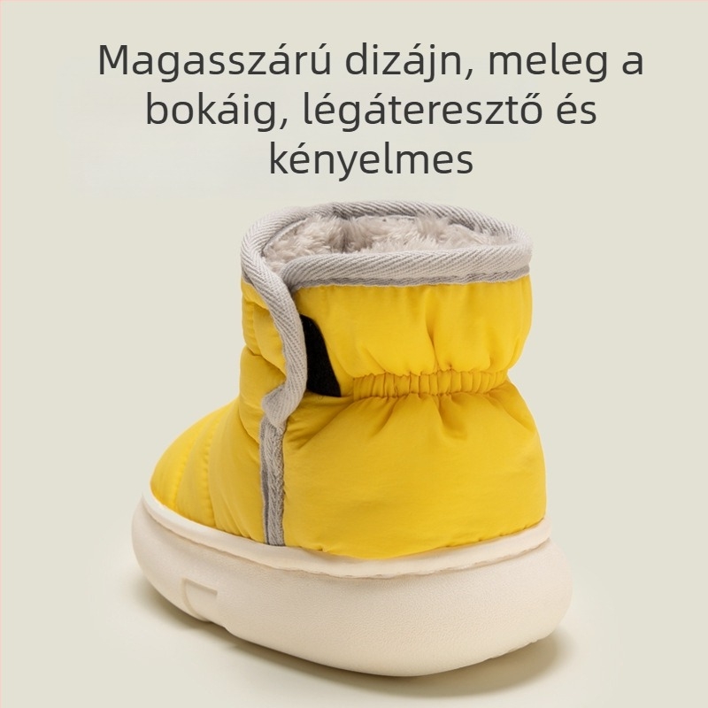 Gyerekek téli csizmái béléses, melegek fiúknak és lányoknak, beltéri plüss papucs, csúszásmentes talppal