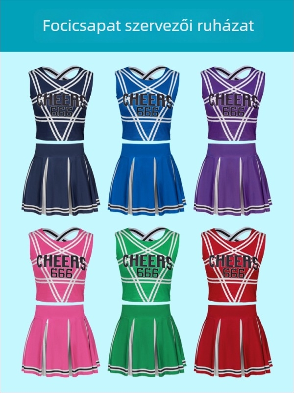Jelmez Cheerleading cosplay színházi előadáshoz – női, spandex/polyészter keverék, 2023 nyár, 18–24 évesek