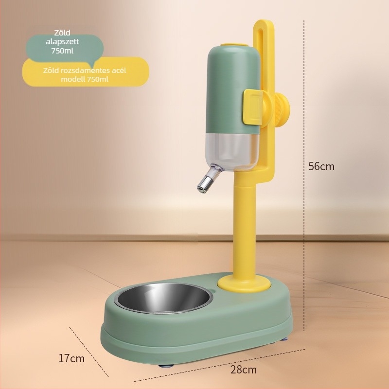 Automatikus itató etető készülék háziállatok számára rozsdamentes acélból készült dupla tálkával, ütésálló, szabályozható etetés