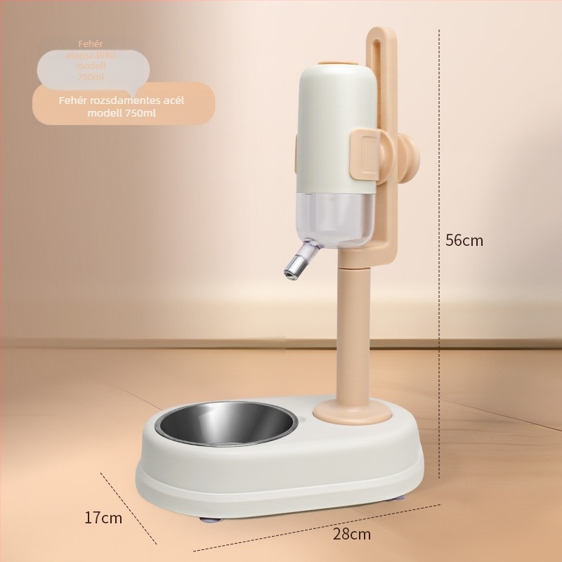 Automatikus itató etető készülék háziállatok számára rozsdamentes acélból készült dupla tálkával, ütésálló, szabályozható etetés
