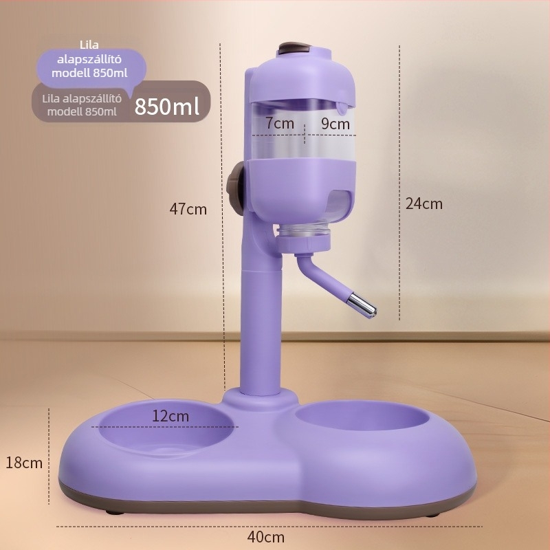 Automatikus itató etető készülék háziállatok számára rozsdamentes acélból készült dupla tálkával, ütésálló, szabályozható etetés