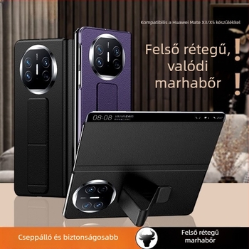 Huawei Mate X5 védőtok teljes lefedettséggel, összecsukható karkötővel és bőr fedéllel