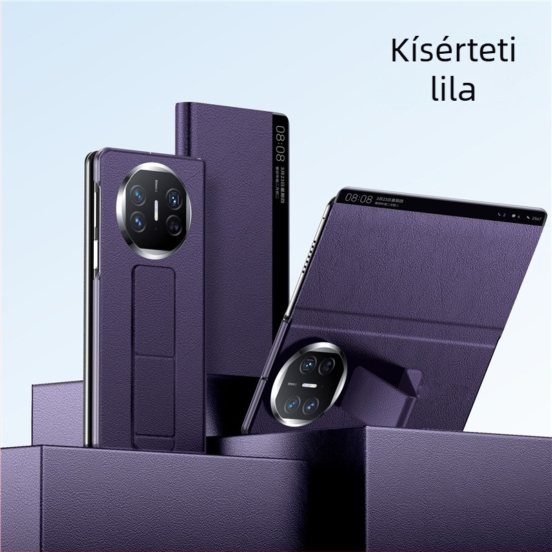 Huawei Mate X5 védőtok teljes lefedettséggel, összecsukható karkötővel és bőr fedéllel