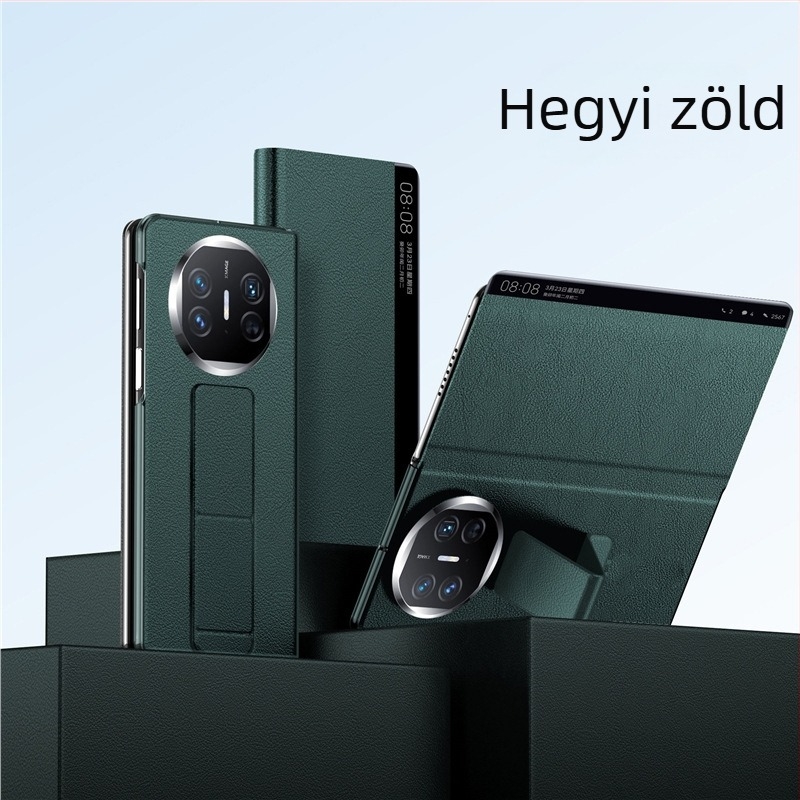 Huawei Mate X5 védőtok teljes lefedettséggel, összecsukható karkötővel és bőr fedéllel