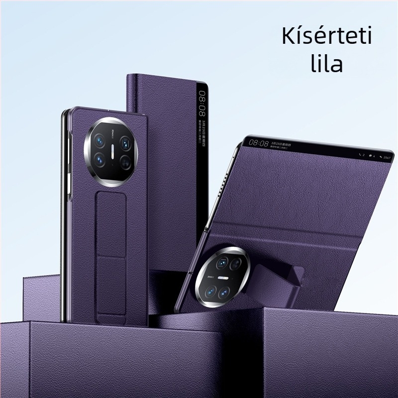 Huawei Mate X5 védőtok teljes lefedettséggel, összecsukható karkötővel és bőr fedéllel