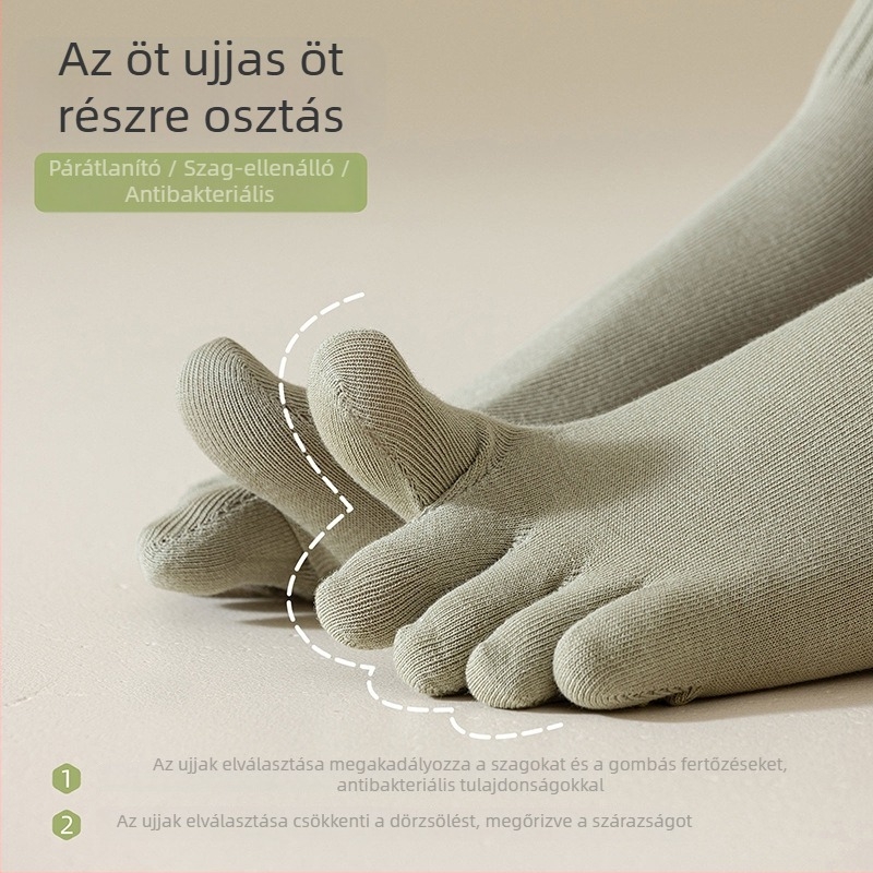 Női ötujjú zokni, középmagas szár, pamut alapanyag, csúszásmentes, nedvszívó, sportos stílus