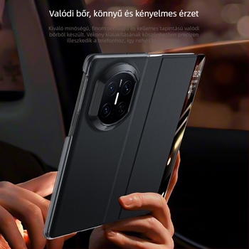 Huawei Mate X7 valódi Nappa bőrből készült tok, perforált mintával, X5X6 intelligens kilátás-állvány védelem