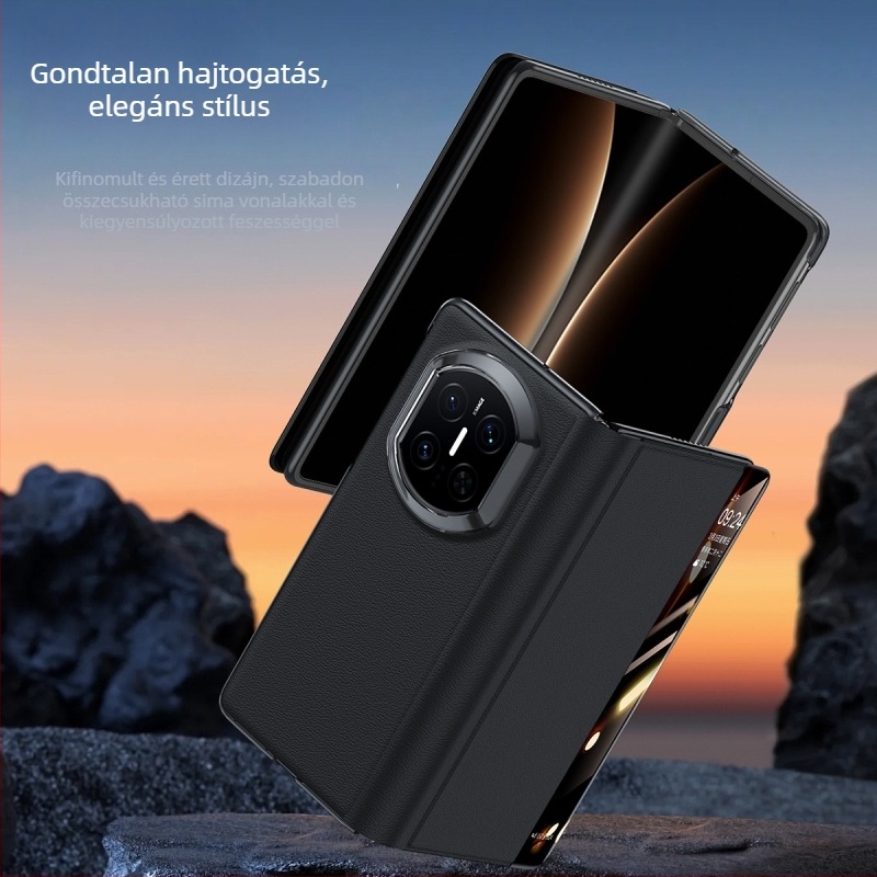 Huawei Mate X7 valódi Nappa bőrből készült tok, perforált mintával, X5X6 intelligens kilátás-állvány védelem