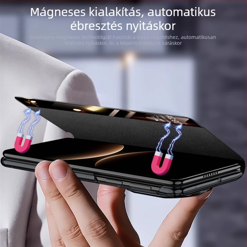 Huawei Mate X7 valódi Nappa bőrből készült tok, perforált mintával, X5X6 intelligens kilátás-állvány védelem