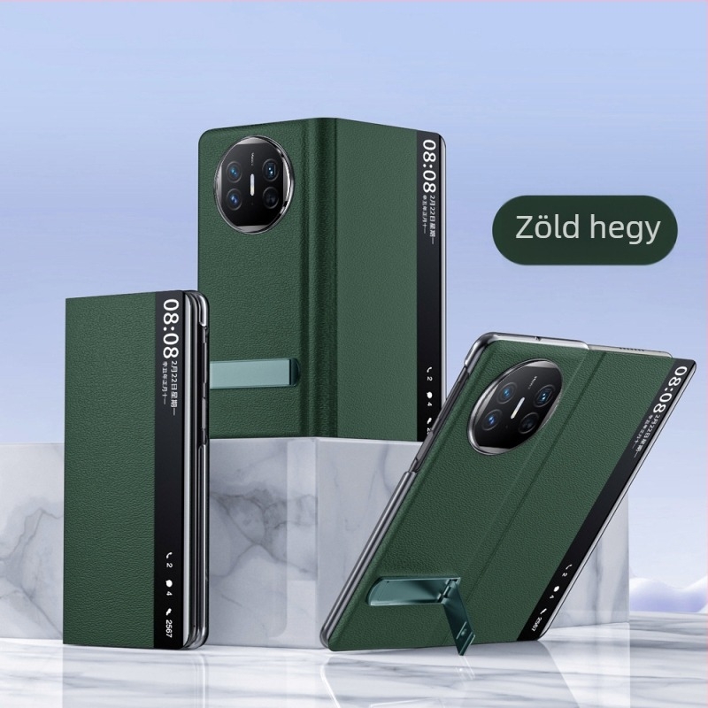 Huawei Mate X7 valódi Nappa bőrből készült tok, perforált mintával, X5X6 intelligens kilátás-állvány védelem