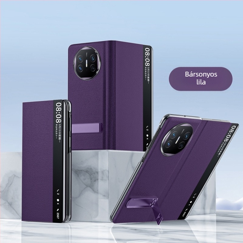 Huawei Mate X7 valódi Nappa bőrből készült tok, perforált mintával, X5X6 intelligens kilátás-állvány védelem