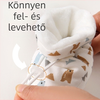 Téli babacipők az első lépésekhez, pamut babacipő, vastag puha talppal, csúszásmentes zoknik 6–12 hónaposak