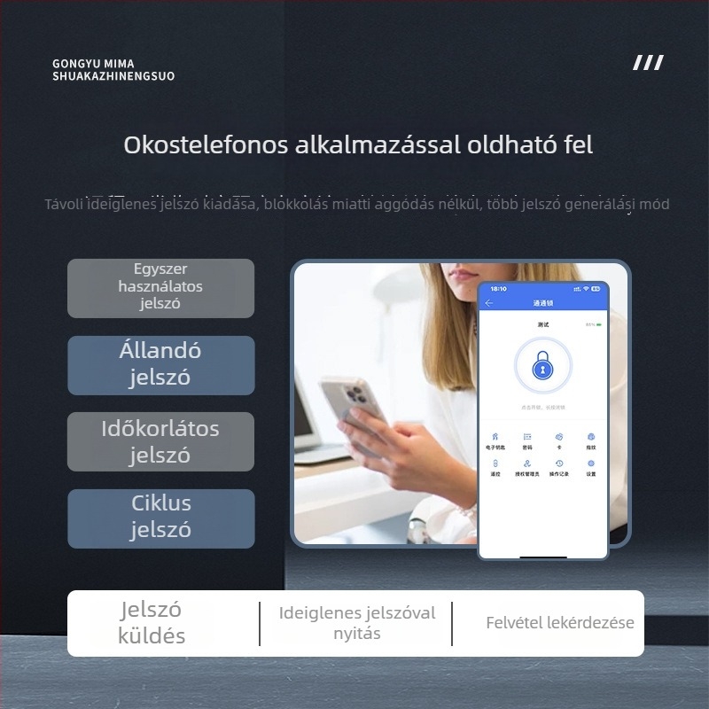Intelligens ajtózár RF-002, numerikus billentyűzettel, rozsdamentes acél, márka RFTC/Rongfu Tiancheng, magáncímke elérhető