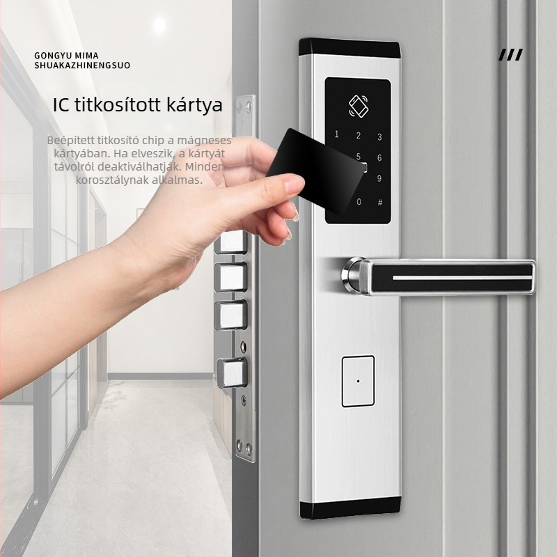 Intelligens ajtózár RF-002, numerikus billentyűzettel, rozsdamentes acél, márka RFTC/Rongfu Tiancheng, magáncímke elérhető