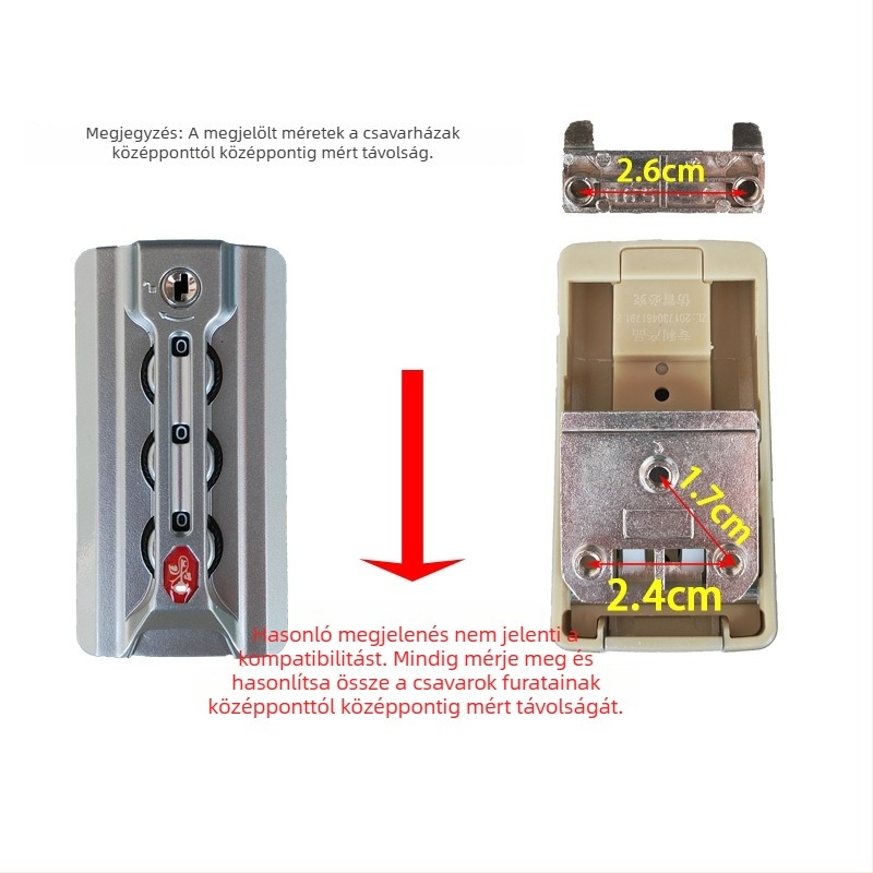 Poggyász jelszavas zár csere – ABS anyag, rózsa kulcs mintázat, TSA-kompatibilis