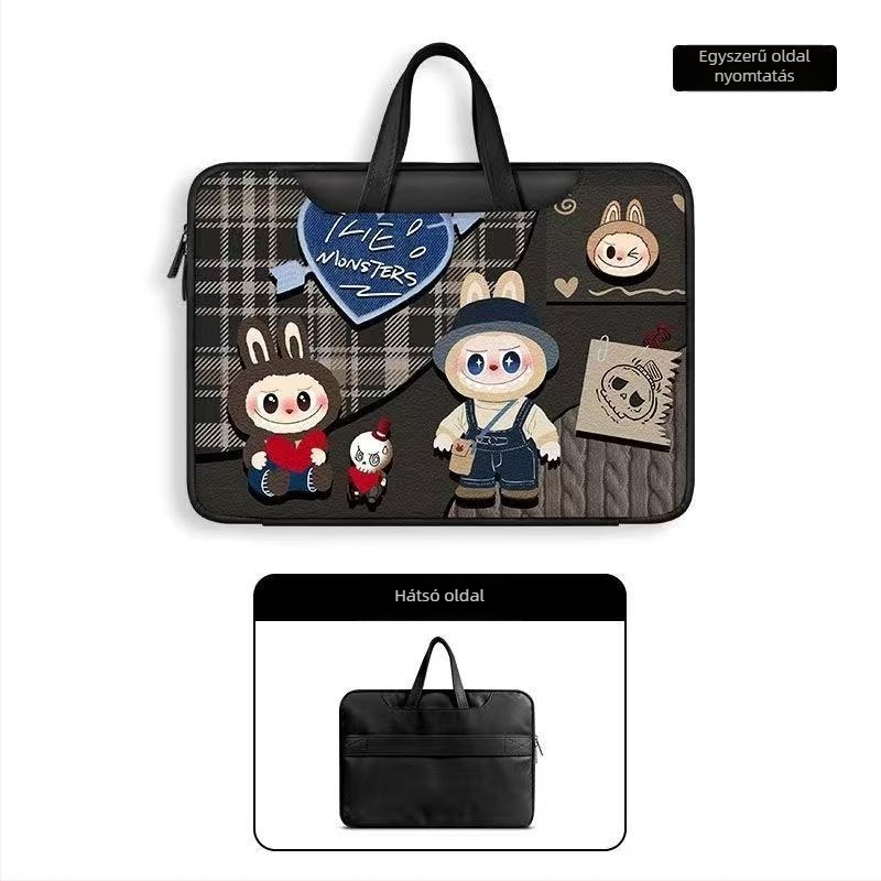 PU anyagú laptoptáska, anime és karikatúra mintával, pamut bélés, vízálló és kopásálló (Tavasz 2025)