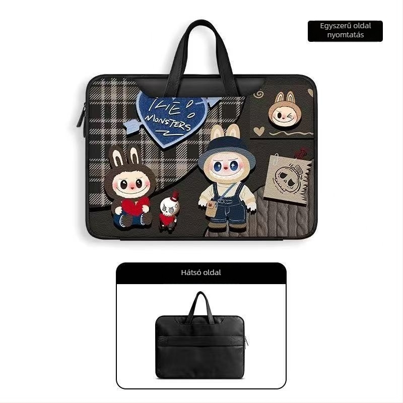 PU anyagú laptoptáska, anime és karikatúra mintával, pamut bélés, vízálló és kopásálló (Tavasz 2025)