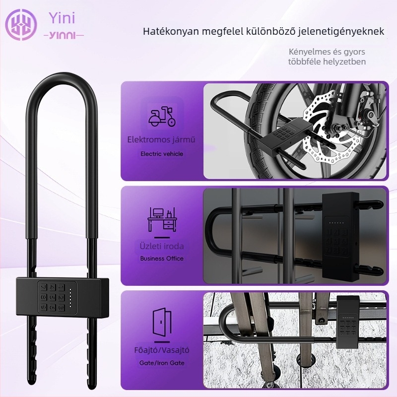 Digitális jelszavas zár, U-alakú zár (Anyag: ABS és cinkötvözet; Modell GS205; Otthoni használatra)