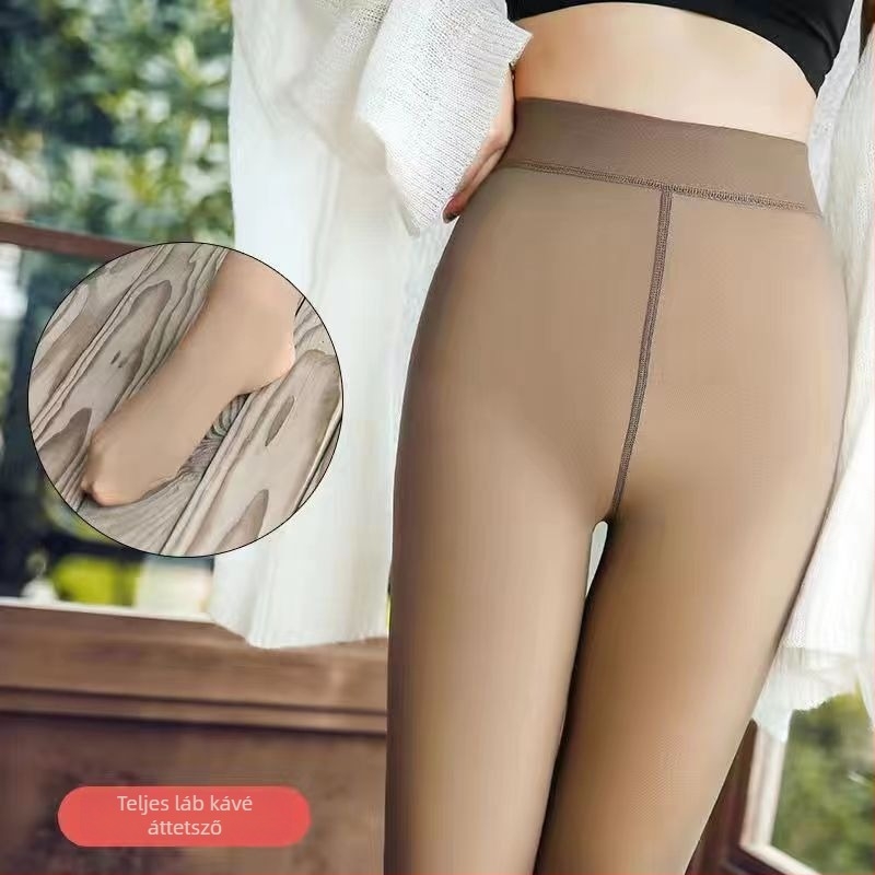Csípőemelést és formázást kínáló harisnyanadrág, fleece-béléssel, vastag anyagú, nylon 70% elasztán, ősz-tél, 18–40 éveseknek