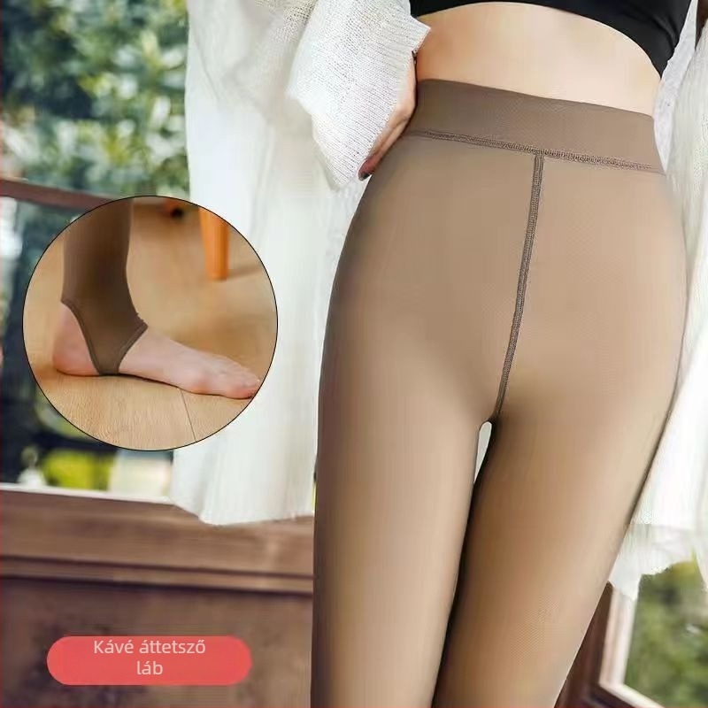 Csípőemelést és formázást kínáló harisnyanadrág, fleece-béléssel, vastag anyagú, nylon 70% elasztán, ősz-tél, 18–40 éveseknek