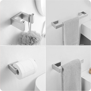 Maochi Brushed rozsdamentes acél fürdőszobai hardver készlet – ruhafogas, vécépapír tartó és törölközőrúz; moduláris készlet 2–6+ darab; modern minimalista stílus