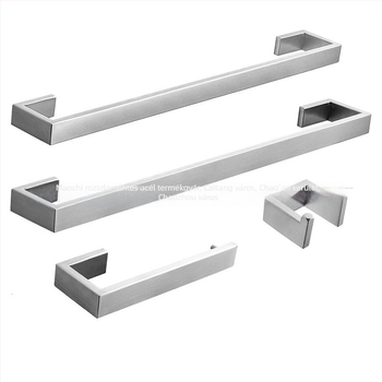 Maochi Brushed rozsdamentes acél fürdőszobai hardver készlet – ruhafogas, vécépapír tartó és törölközőrúz; moduláris készlet 2–6+ darab; modern minimalista stílus