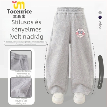 Lányoknak való kordbársony nadrág nyúlszőrrel, My Melody & Kuromi témájú, koreai stílus, 2025 tavasz – 3–8 éves korosztálynak.