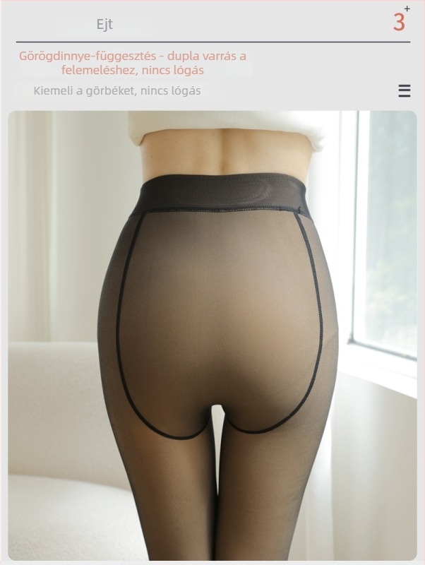 Fleece-béléssel bélelt vastag leggings őszre-télre, külső viselethez, bőrhatású áttetsző harisnyák nőknek