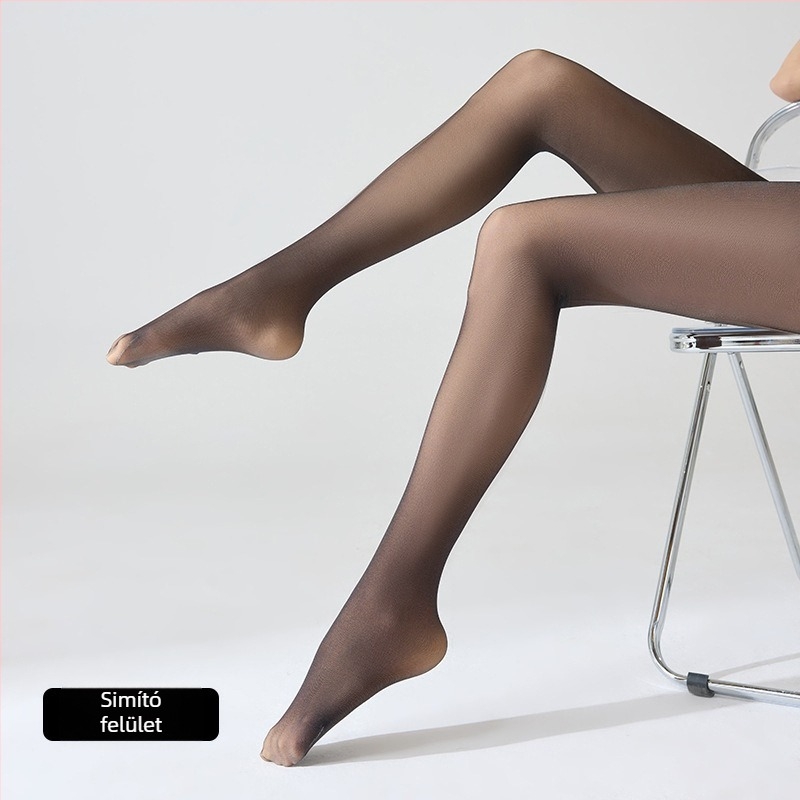 Nylonból készült egyrészes harisnya fleece-béléssel, egy darabból álló dizájn, közepes vastagság, magas rugalmasság, karcsú szabás, egyszínű mintázat, 50–70% alapanyag-tartalom
