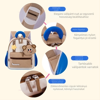 Óvodai hátizsák, animációs minta, nylon, lélegző, vízálló, ultrakönnyű, görbült vállpántok