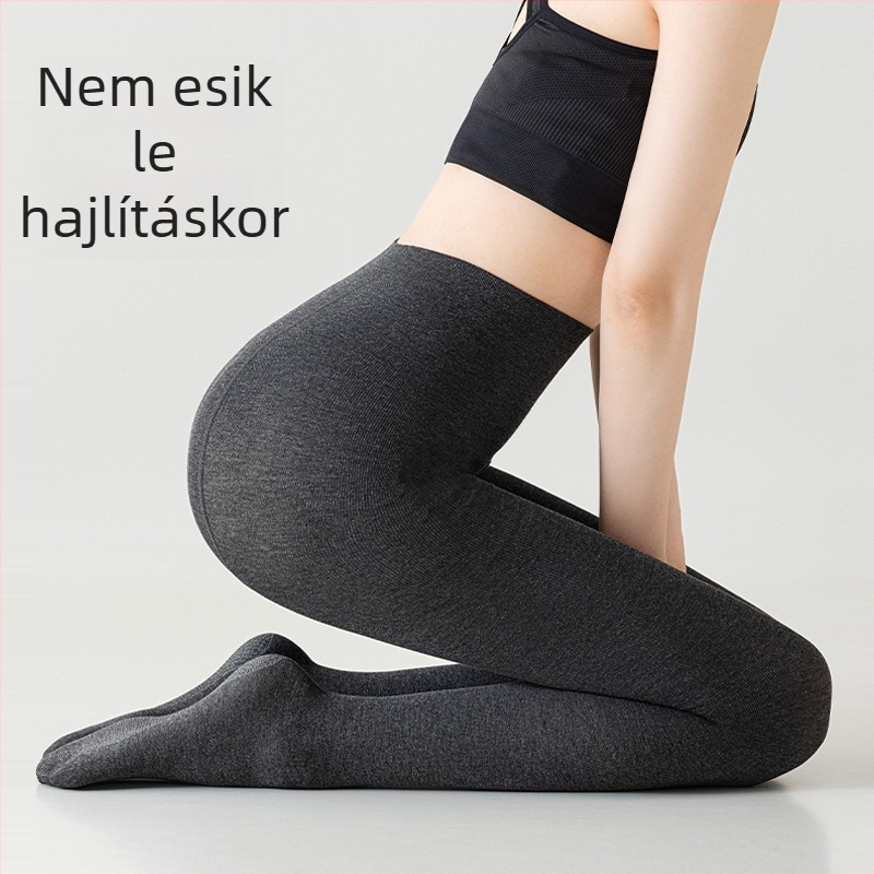 Női harisnyanadrág fleece béléssel, vastag, függőleges csíkos, őszi-téli, testformázó hatás (Pamut; Vastag; Csíkok; Testformázó; Megőrzi a meleget)