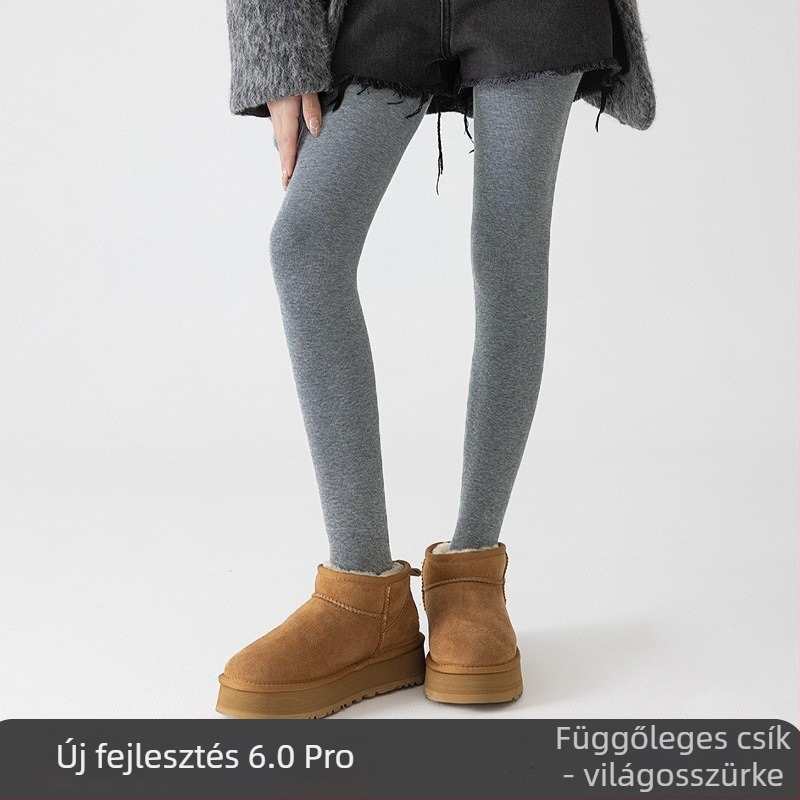 Női harisnyanadrág fleece béléssel, vastag, függőleges csíkos, őszi-téli, testformázó hatás (Pamut; Vastag; Csíkok; Testformázó; Megőrzi a meleget)