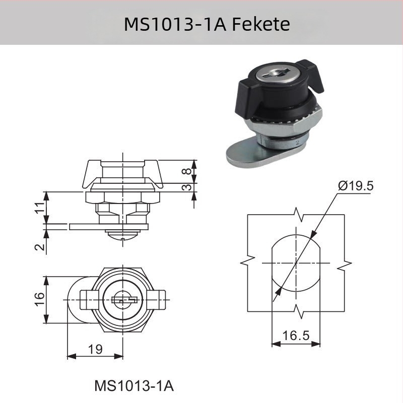 Toggle zár elosztó dobozokhoz - cinkötvözet, modell MS1013-1 / MS1013-1A, DELER, alkalmas elosztó dobozokra és kapcsoló szekrényekhez