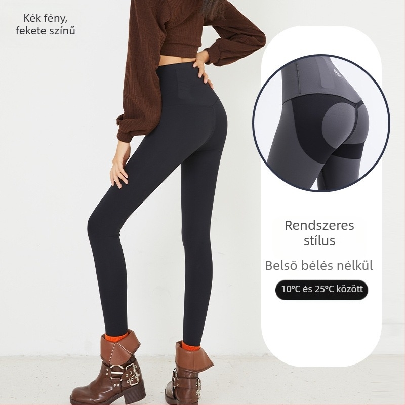 Fleece bevonatú jóga nadrág, magas derék és derak támasz, nylon/elastán (70-80% nylon, 20-30% elastán), 3D minta, őszi 2023