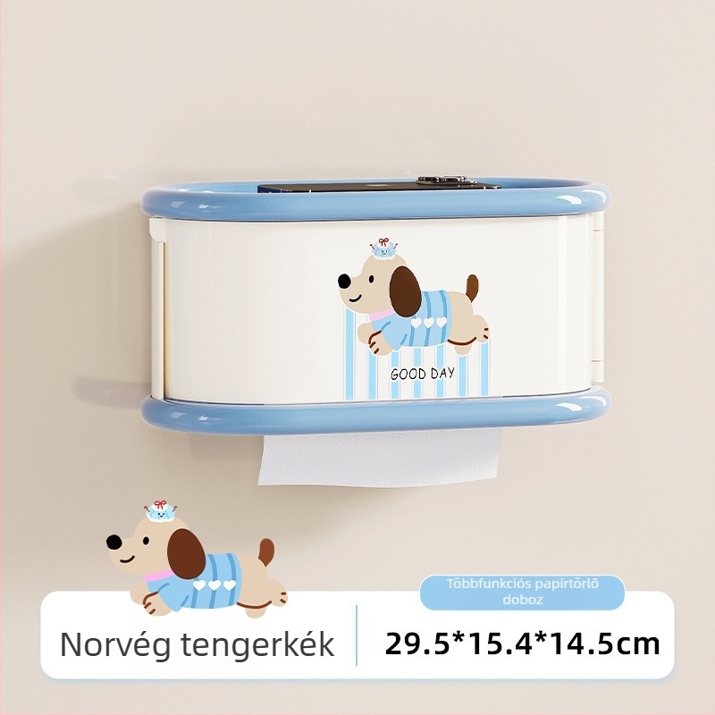 Műanyag falra szerelhető, vízálló zsebkendő-doboz fürdőszobához, törölközőtárolóval