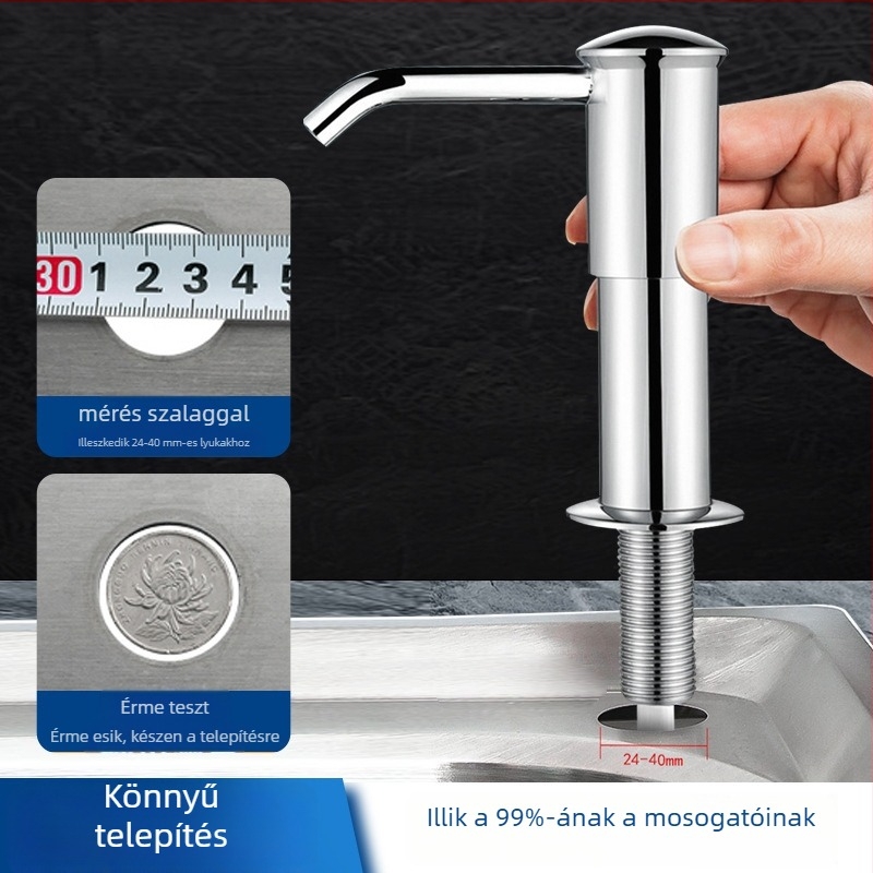 Jiahe ABS konyhai mosogatószer adagoló, kézi nyomásos működés, fúrás nélküli telepítés, modern minimalista stílus