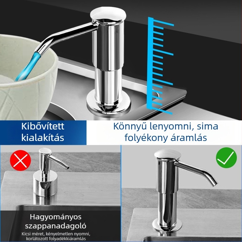 Jiahe ABS konyhai mosogatószer adagoló, kézi nyomásos működés, fúrás nélküli telepítés, modern minimalista stílus
