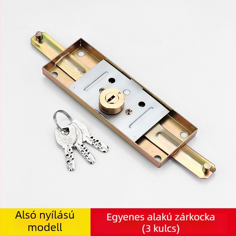 Redőny ajtó zár, derékszögű forgózár, rozsdamentes acél, bejárati ajtóhoz, modell TJ0918J003, kulccsal