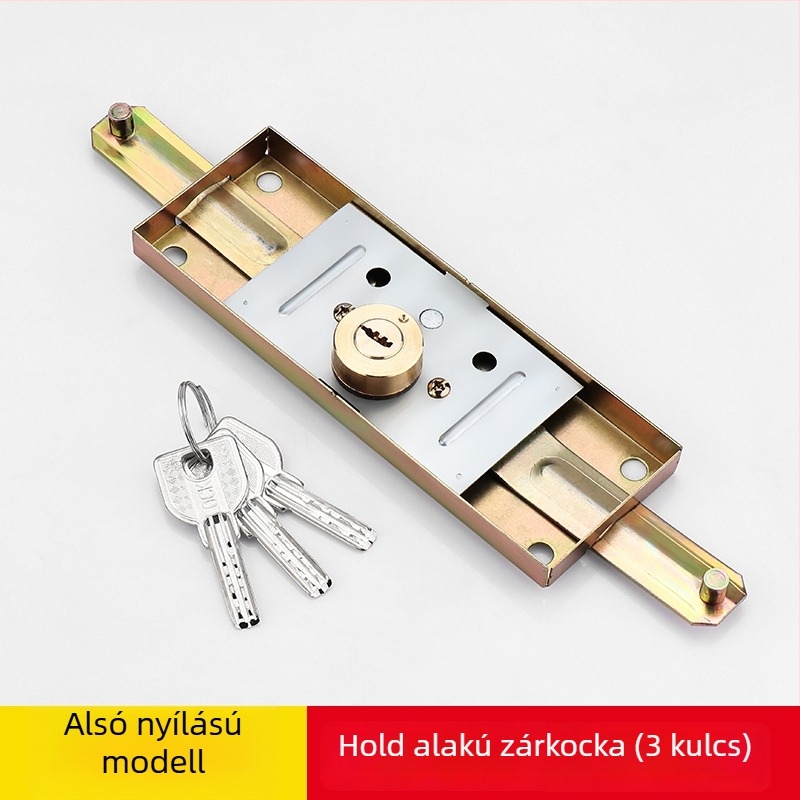 Redőny ajtó zár, derékszögű forgózár, rozsdamentes acél, bejárati ajtóhoz, modell TJ0918J003, kulccsal