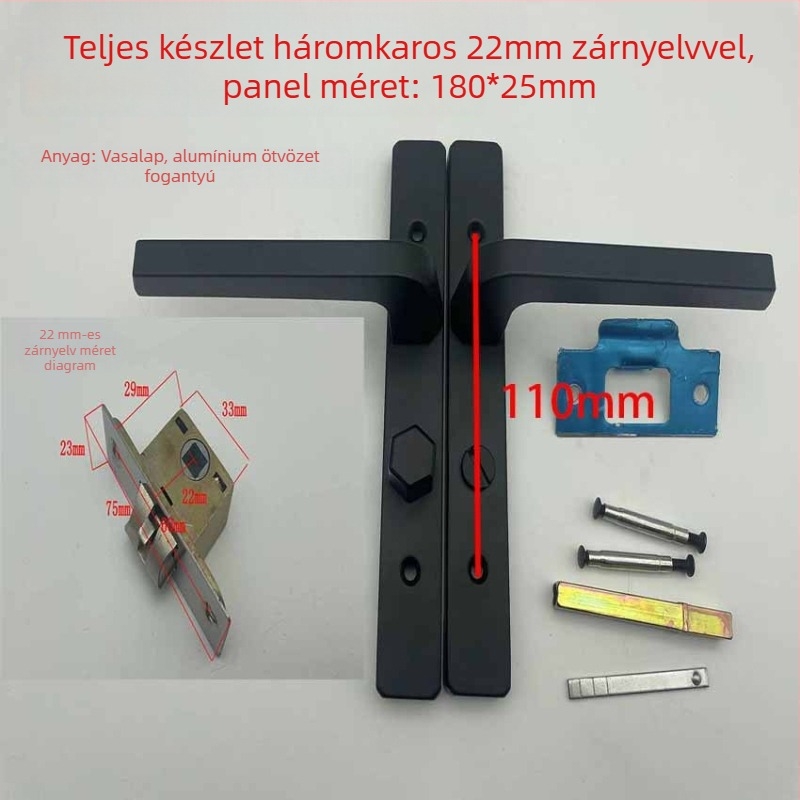 Vasból készült zárkilincs keskeny keretű alumínium ajtókhoz, kulcs nélküli, fürdőszoba és konyha használatra, modern minimalist stílus