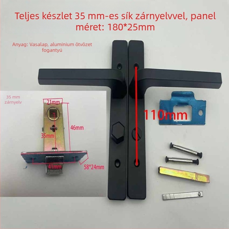 Vasból készült zárkilincs keskeny keretű alumínium ajtókhoz, kulcs nélküli, fürdőszoba és konyha használatra, modern minimalist stílus